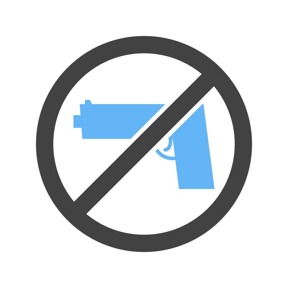 No Weapons Glyph Blue and Black Icon vector