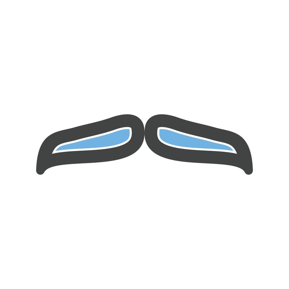 bigote ii glifo icono azul y negro vector