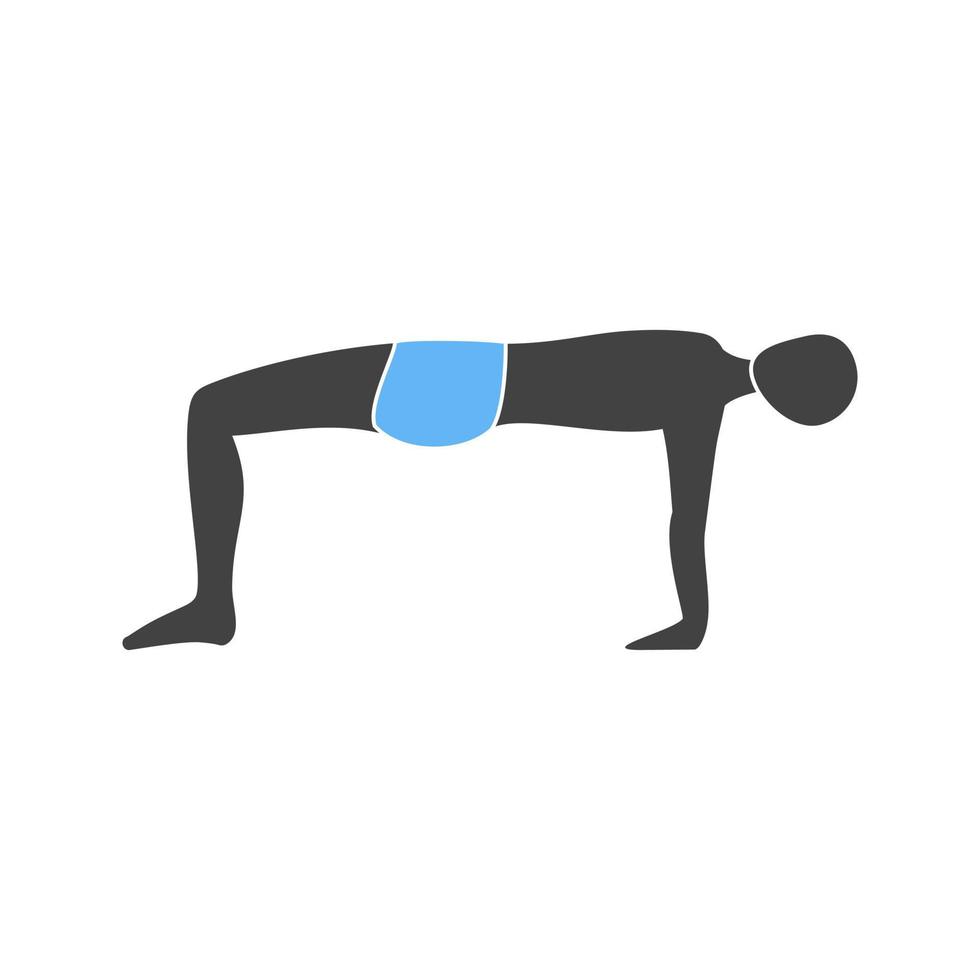 Upward Table Pose Glyph Blue and Black Icon vector