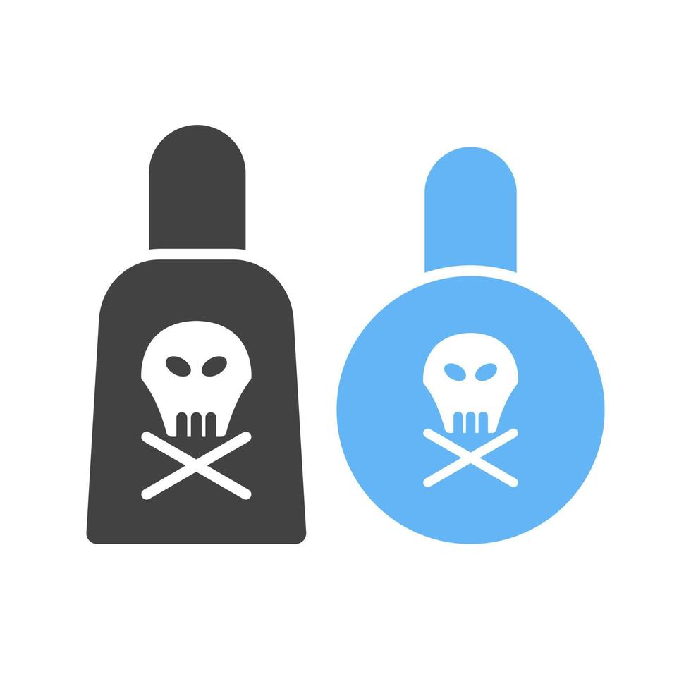 productos químicos venenosos glifo icono azul y negro vector