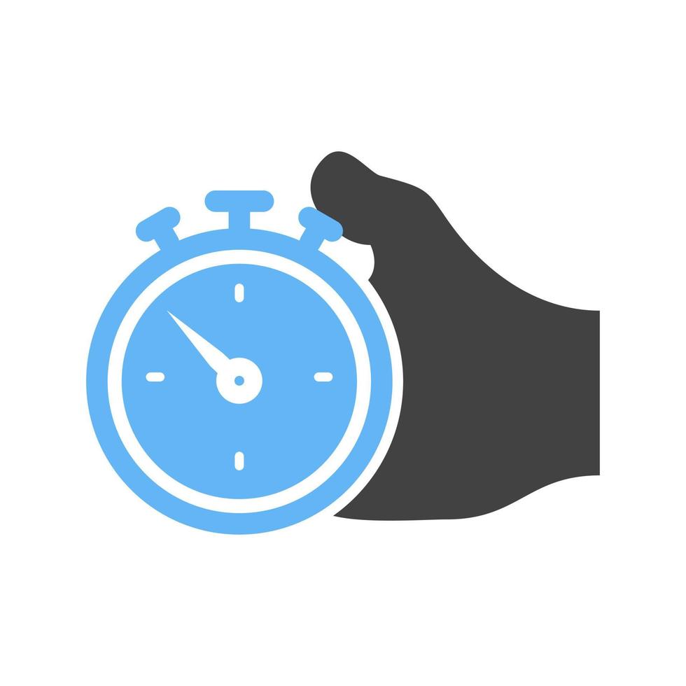 Holding Stopwatch Glyph Blue and Black Icon vector