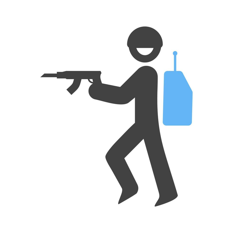 Army Soldier Glyph Blue and Black Icon vector