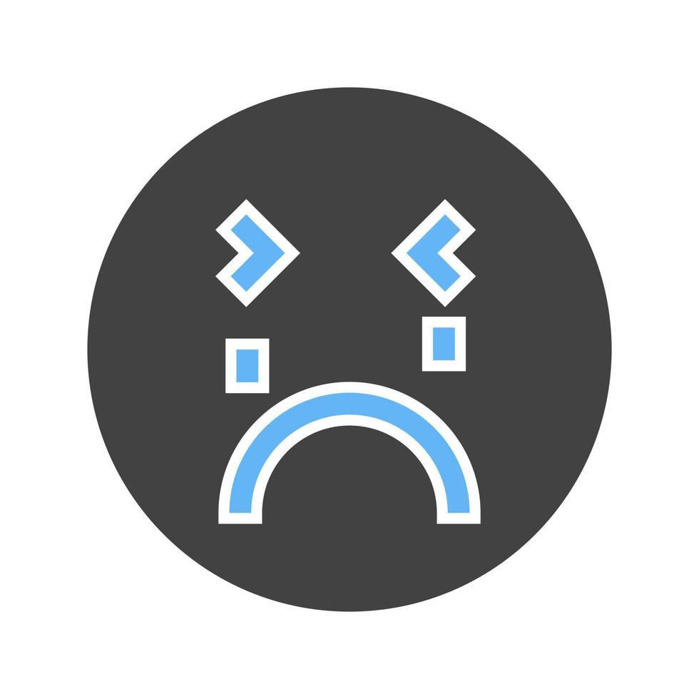 Crying Glyph Blue and Black Icon vector