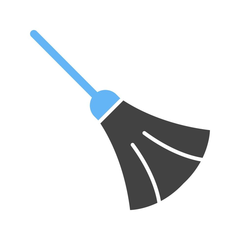 Sweeping Broom Glyph Blue and Black Icon vector