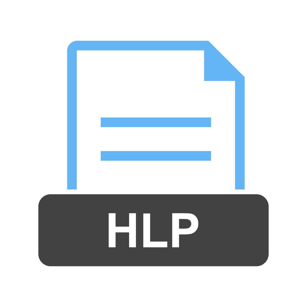 hlp glifo icono azul y negro vector