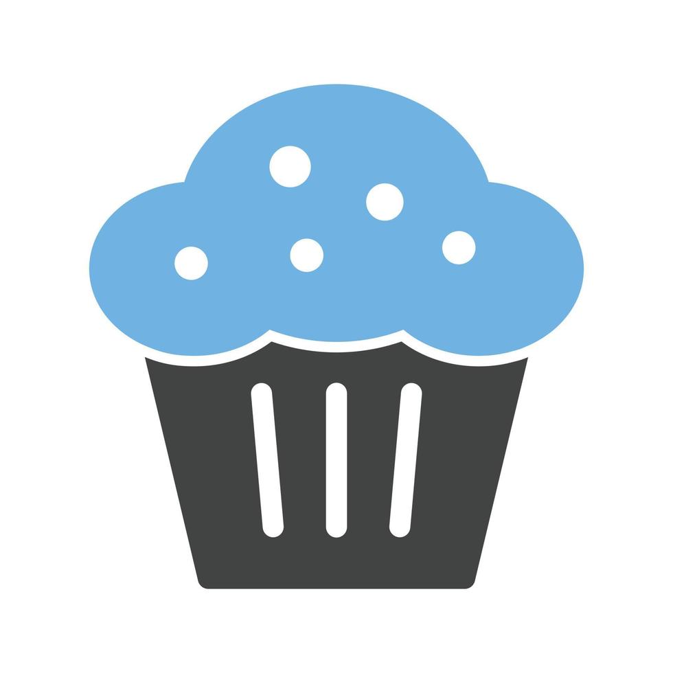 muffin glifo icono azul y negro vector
