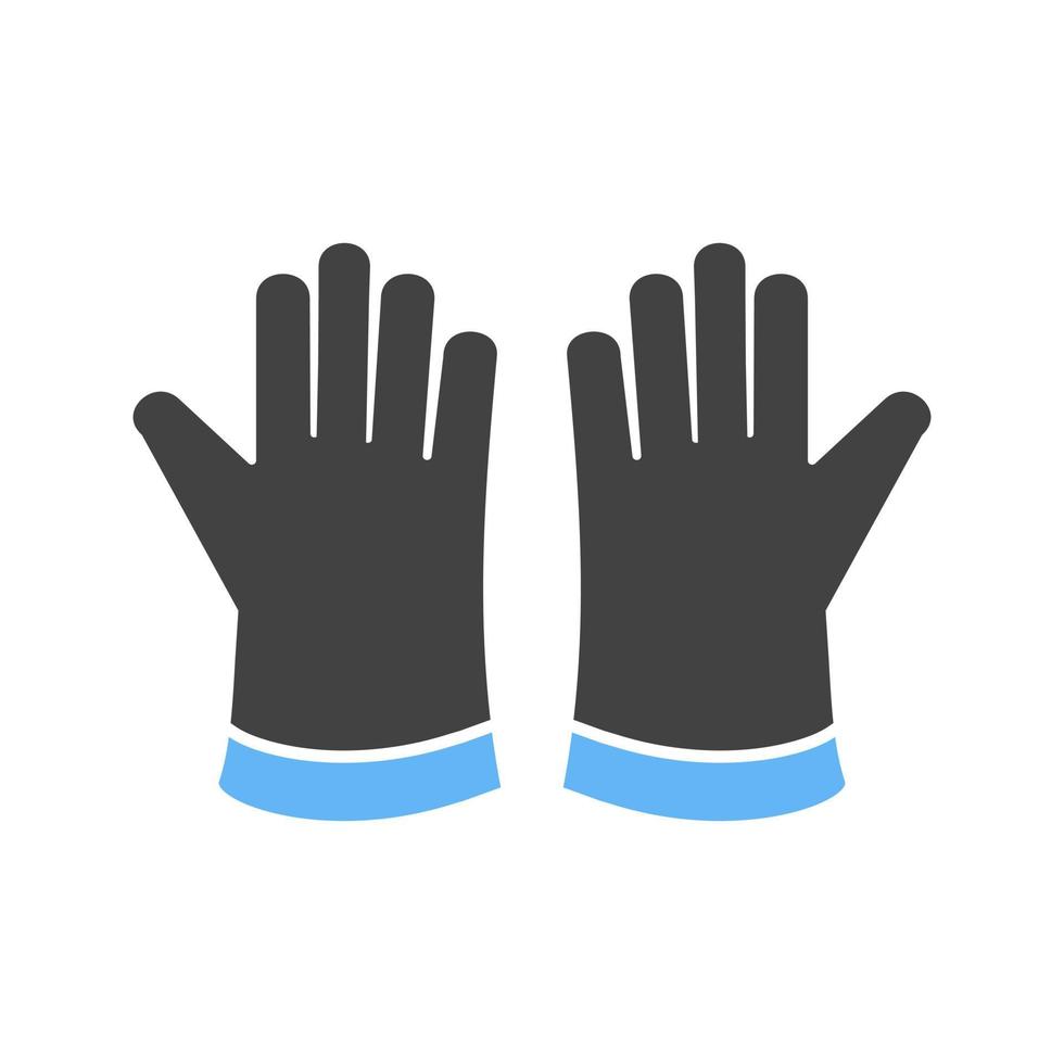 guantes de limpieza glifo icono azul y negro vector