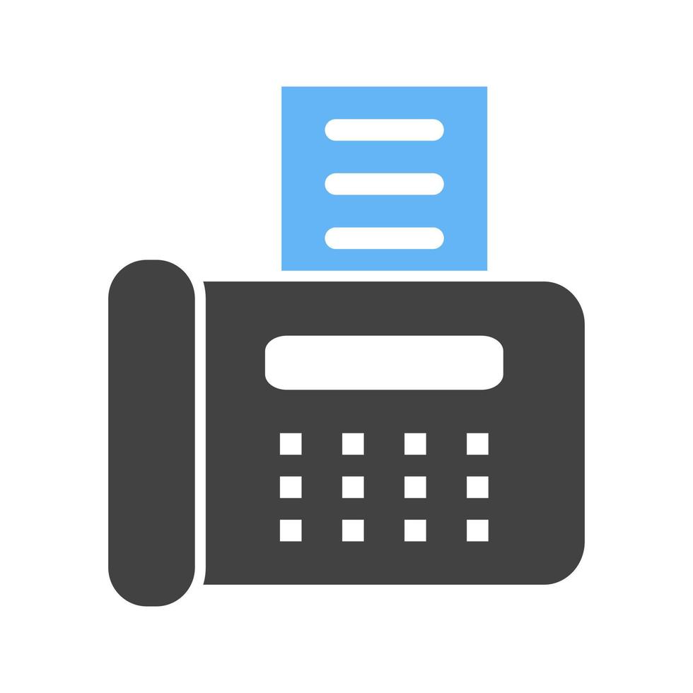 Fax Machine Glyph Blue and Black Icon vector