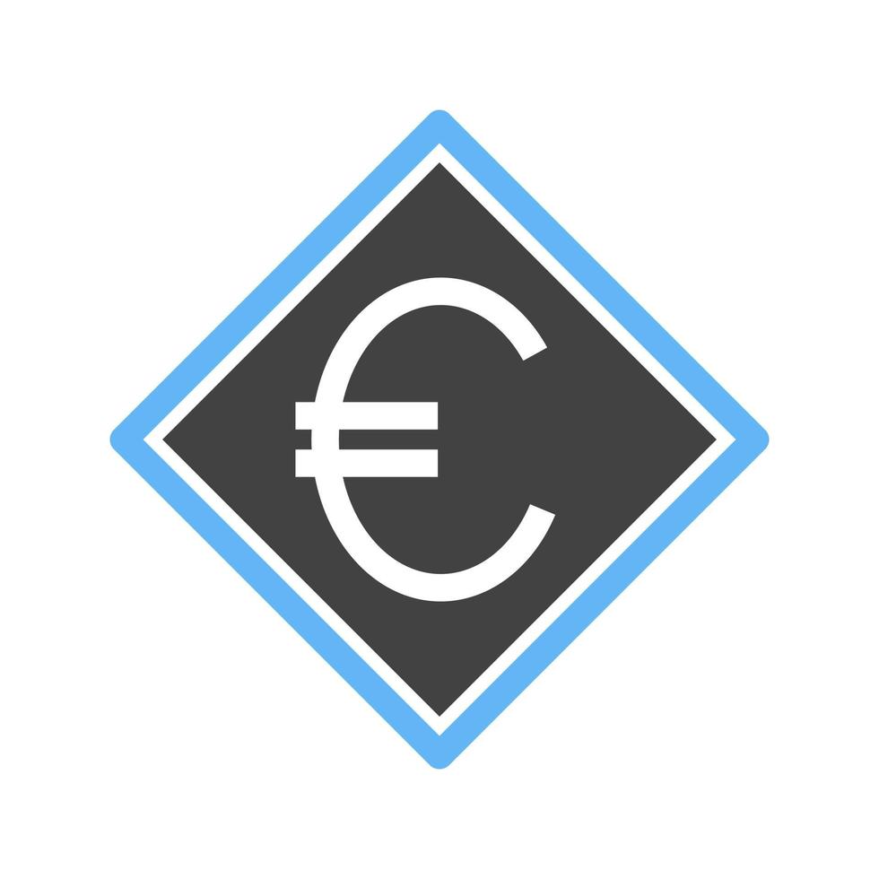 Euro Symbol Glyph Blue and Black Icon vector
