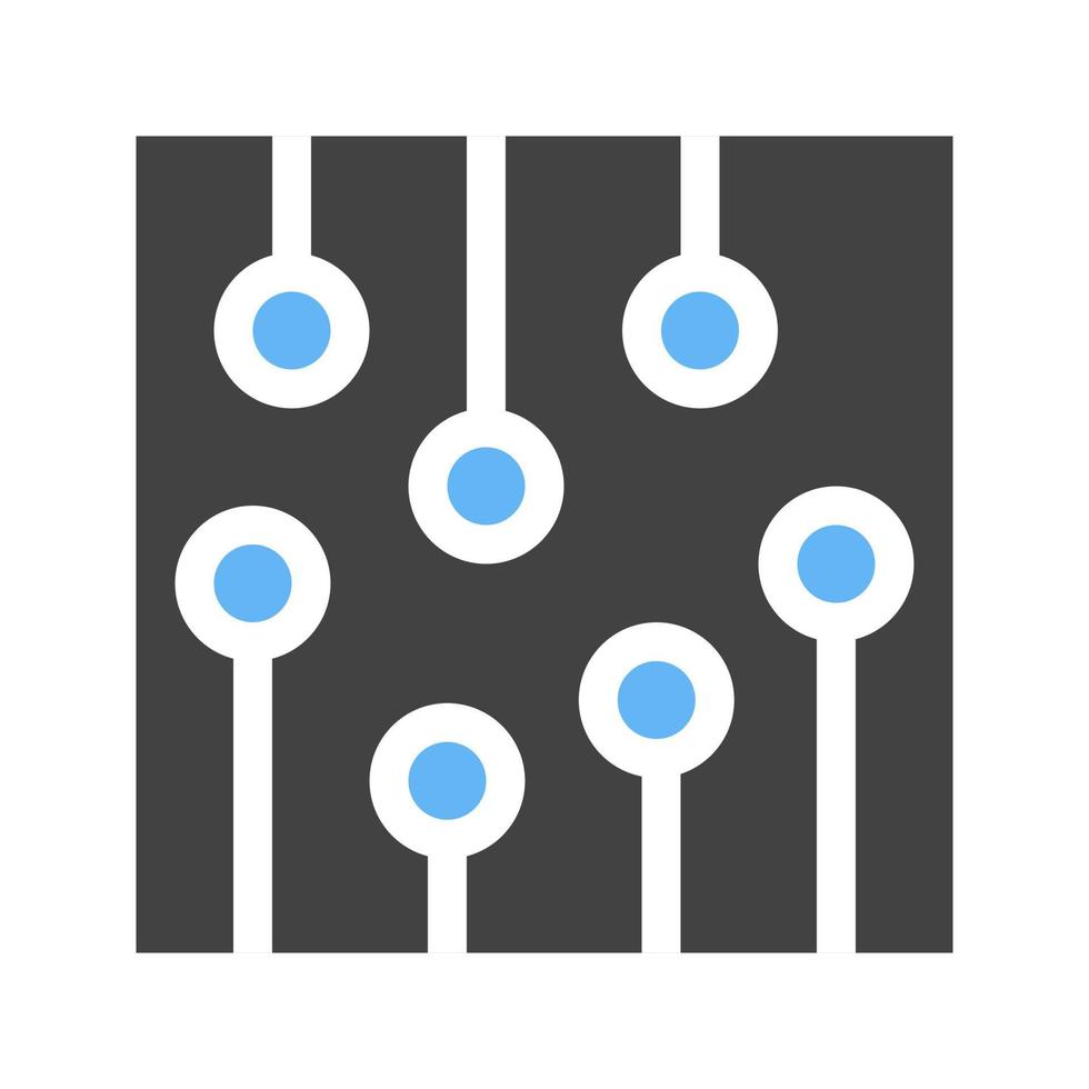 circuito glifo icono azul y negro vector
