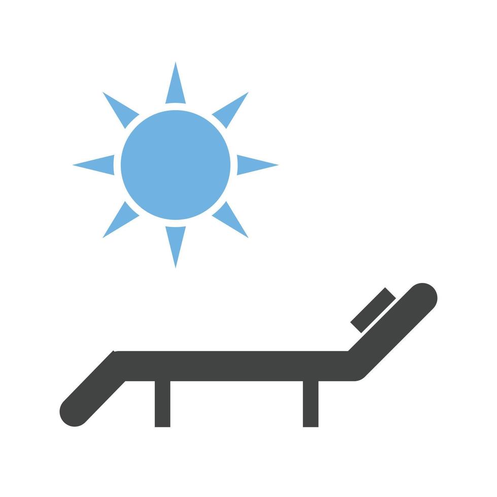 Sun Bathing Glyph Blue and Black Icon vector