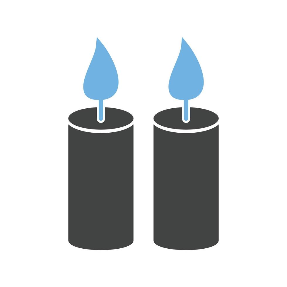 dos velas glifo icono azul y negro vector