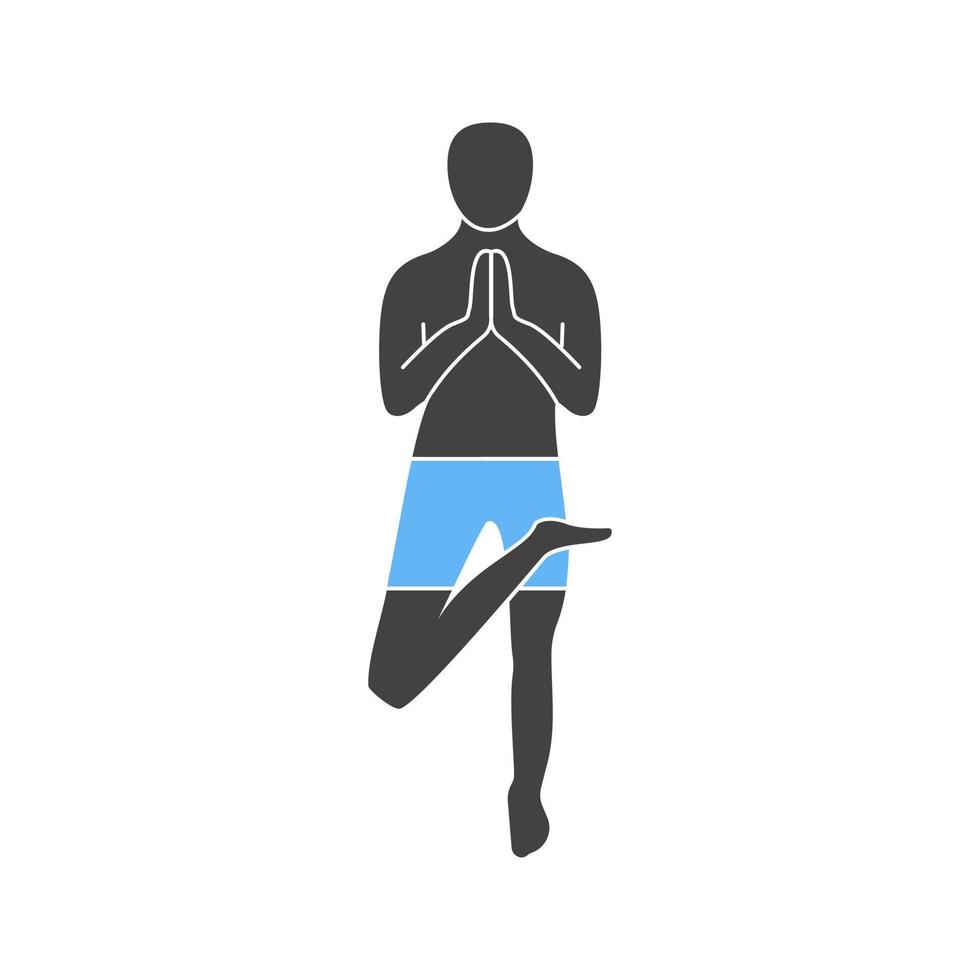 Tree Pose Right Glyph Blue and Black Icon vector