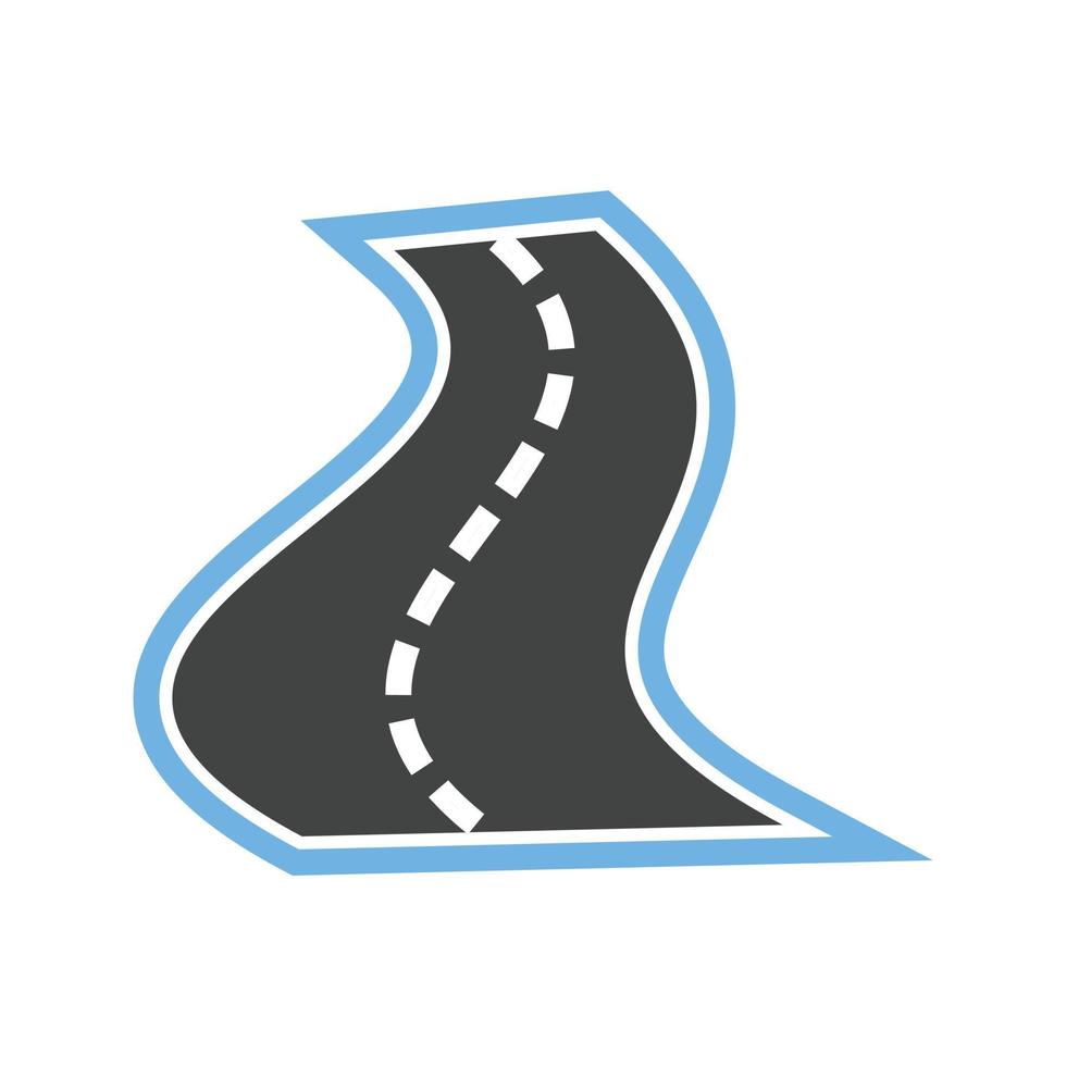 icono de glifo de carretera azul y negro vector