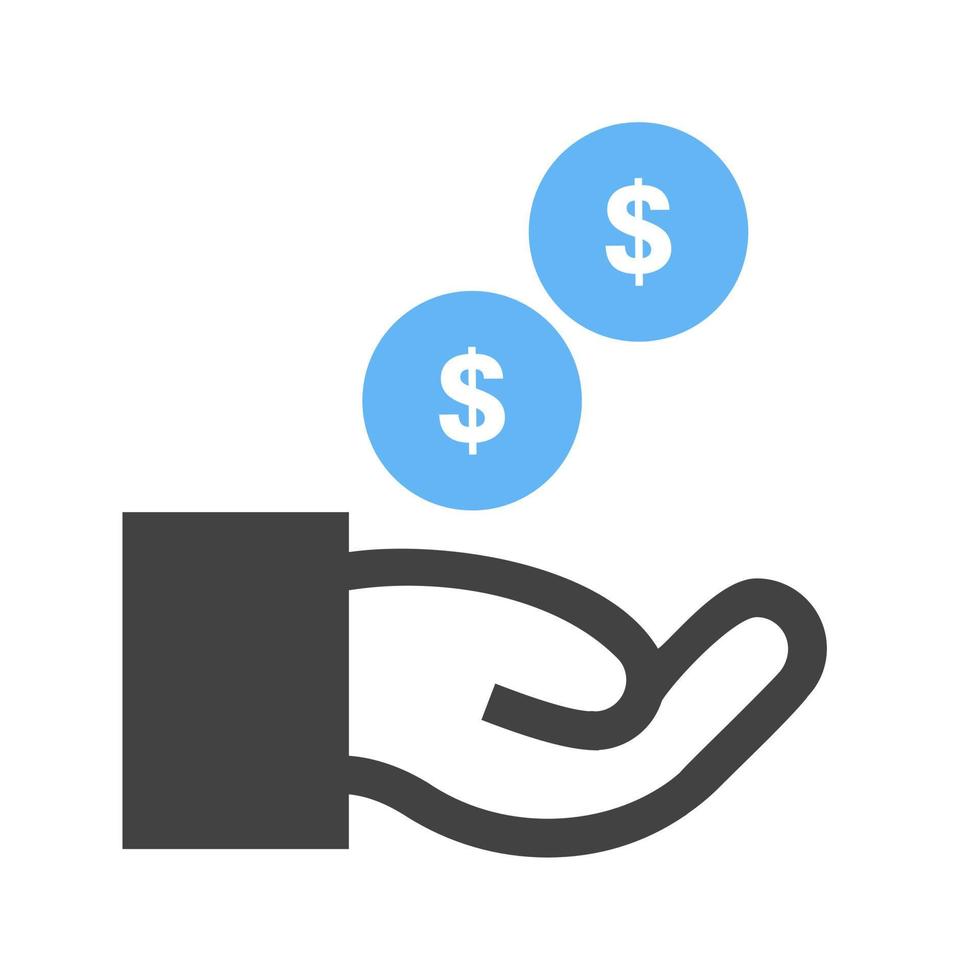 Cash Glyph Blue and Black Icon vector
