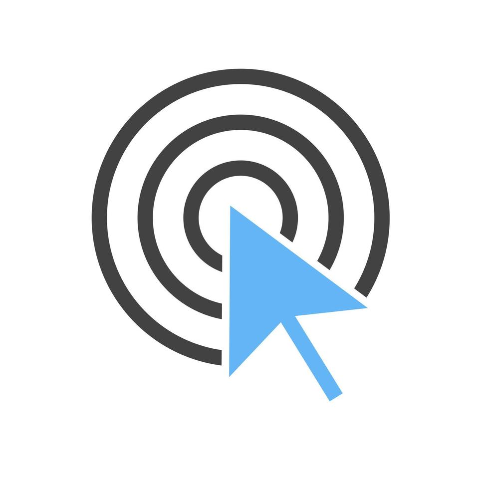 Pay Per Click Glyph Blue and Black Icon vector