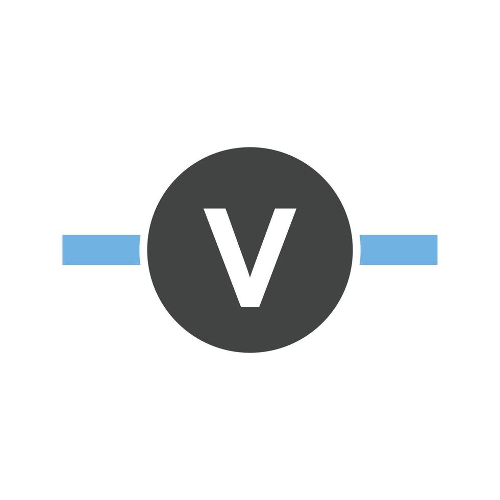 Voltmeter Glyph Blue and Black Icon vector