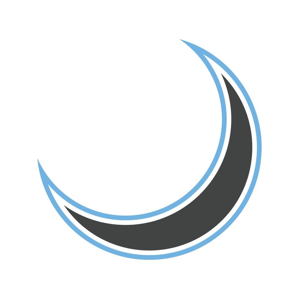 icono azul y negro de glifo de media luna vector