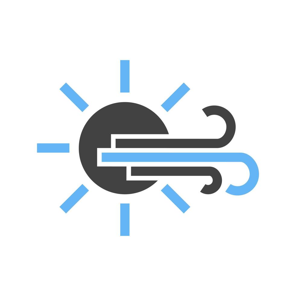 Sunny and Windy Glyph Blue and Black Icon vector