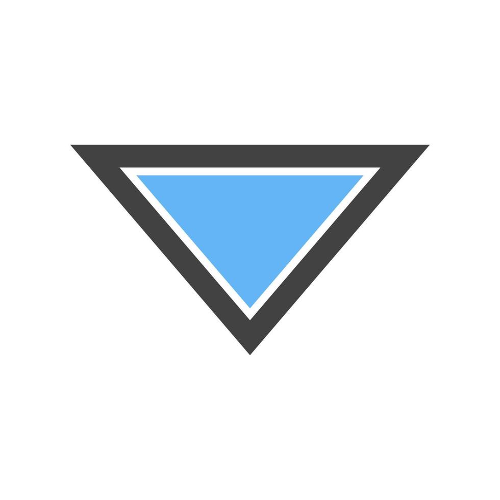 Triangle Arrow Down Glyph Blue and Black Icon vector