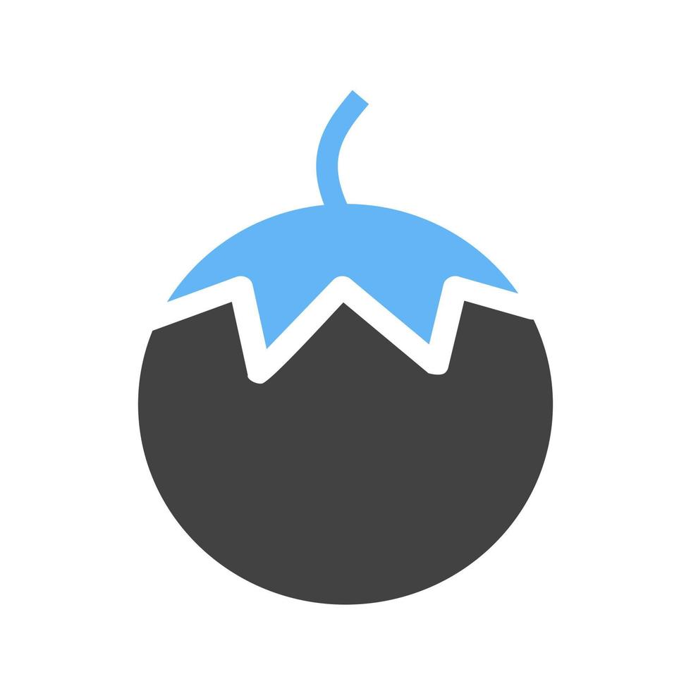 tomate glifo icono azul y negro vector