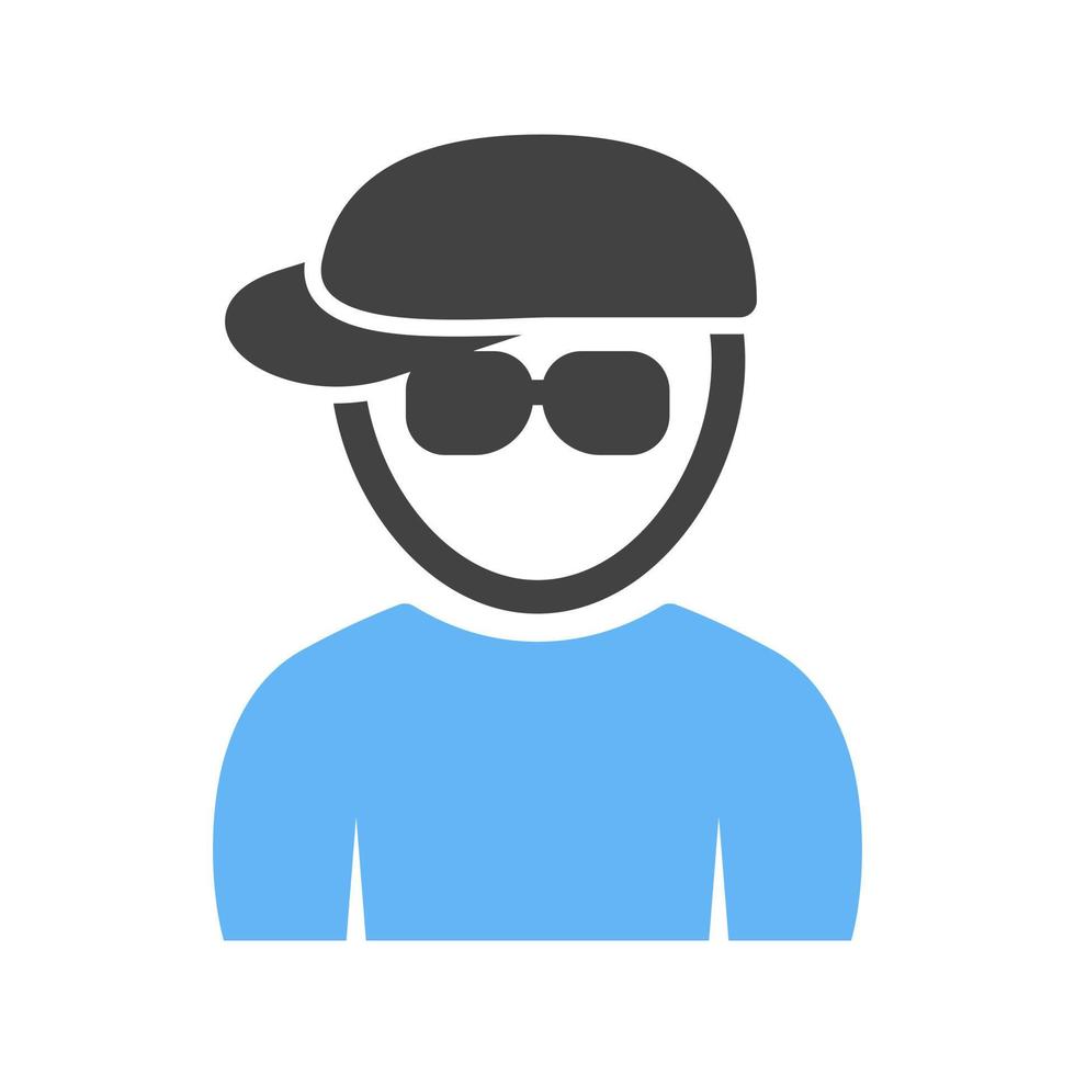 Nerdy Boy in Hat Glyph Blue and Black Icon vector