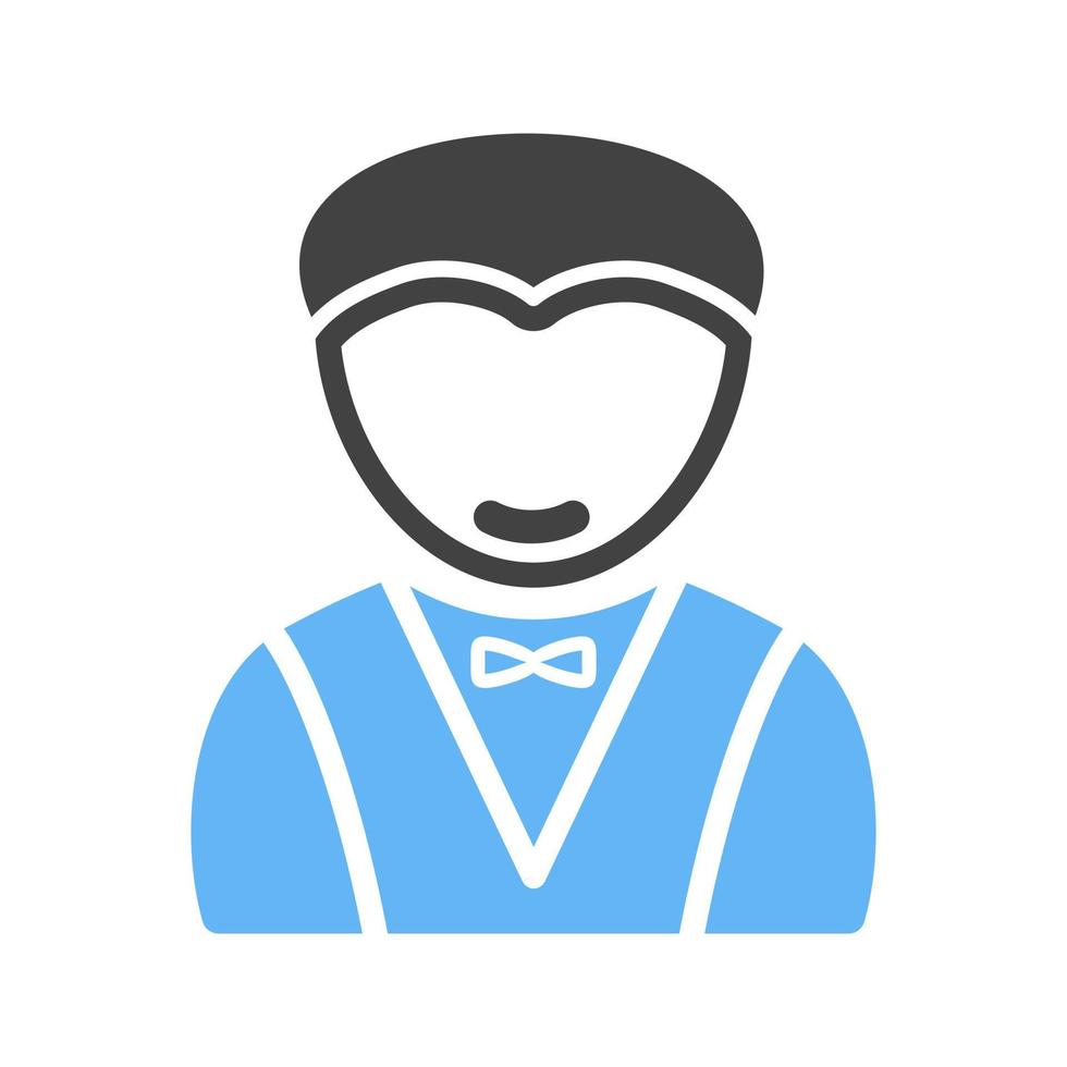 Man as Waiter Glyph Blue and Black Icon vector