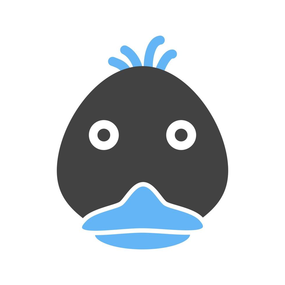 Duckling Face Glyph Blue and Black Icon vector
