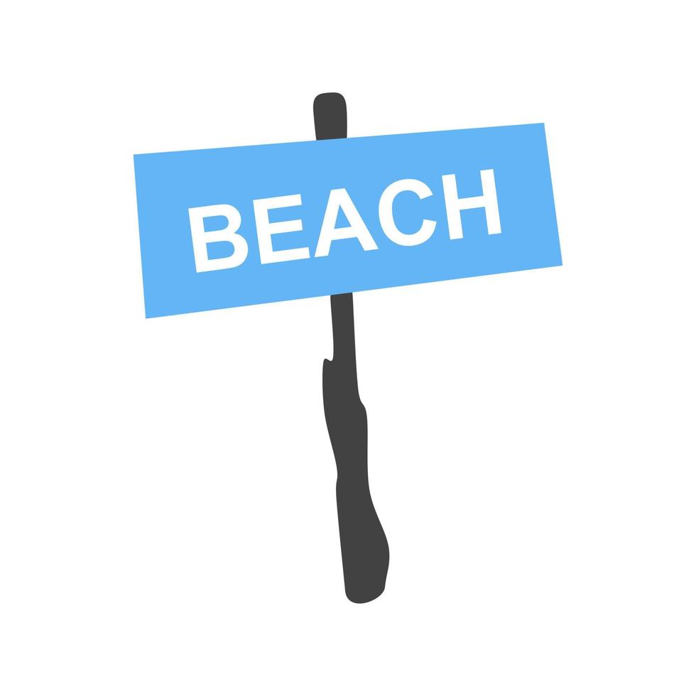 Beach Sign Glyph Blue and Black Icon vector