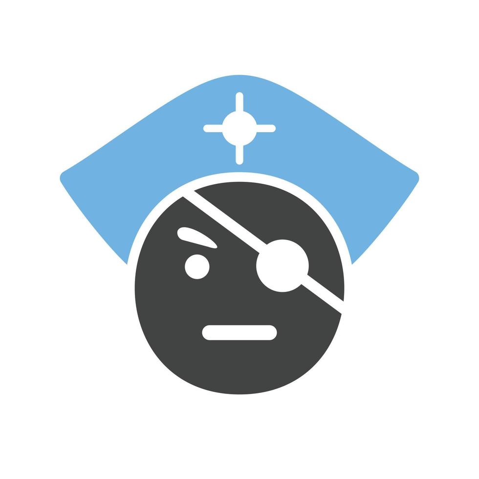 icono de glifo pirata azul y negro vector