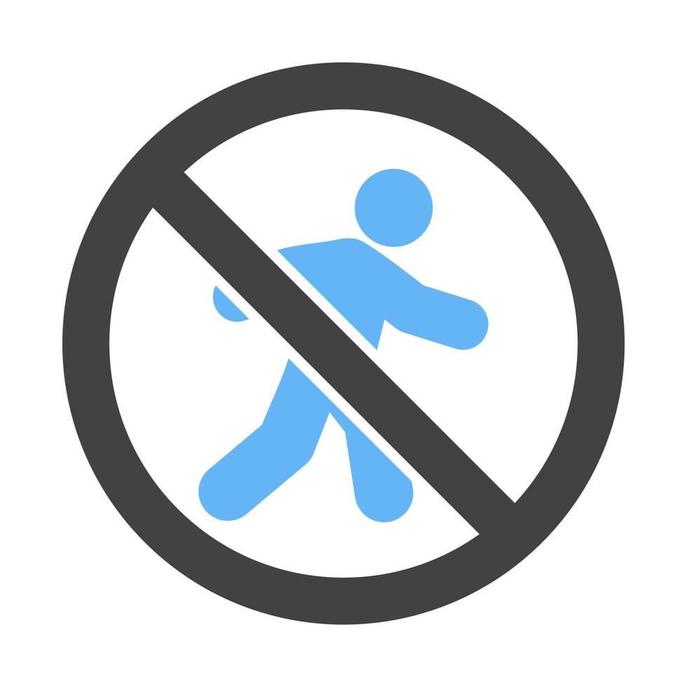 No pedestrian crossing Glyph Blue and Black Icon vector