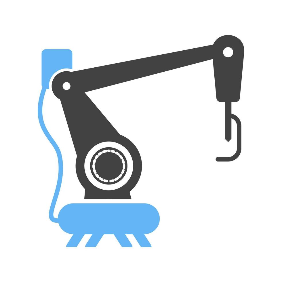 Industrial Robot III Glyph Blue and Black Icon vector