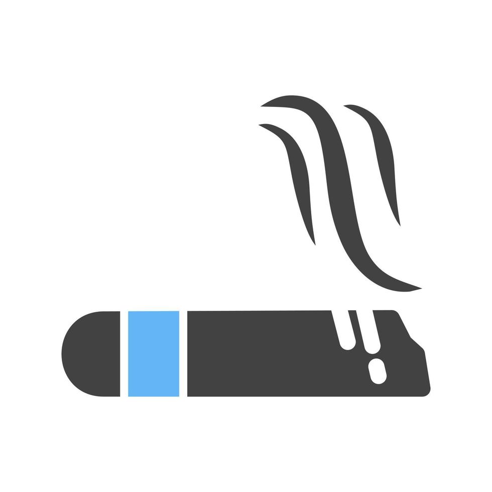 icono de glifo de cigarro azul y negro vector