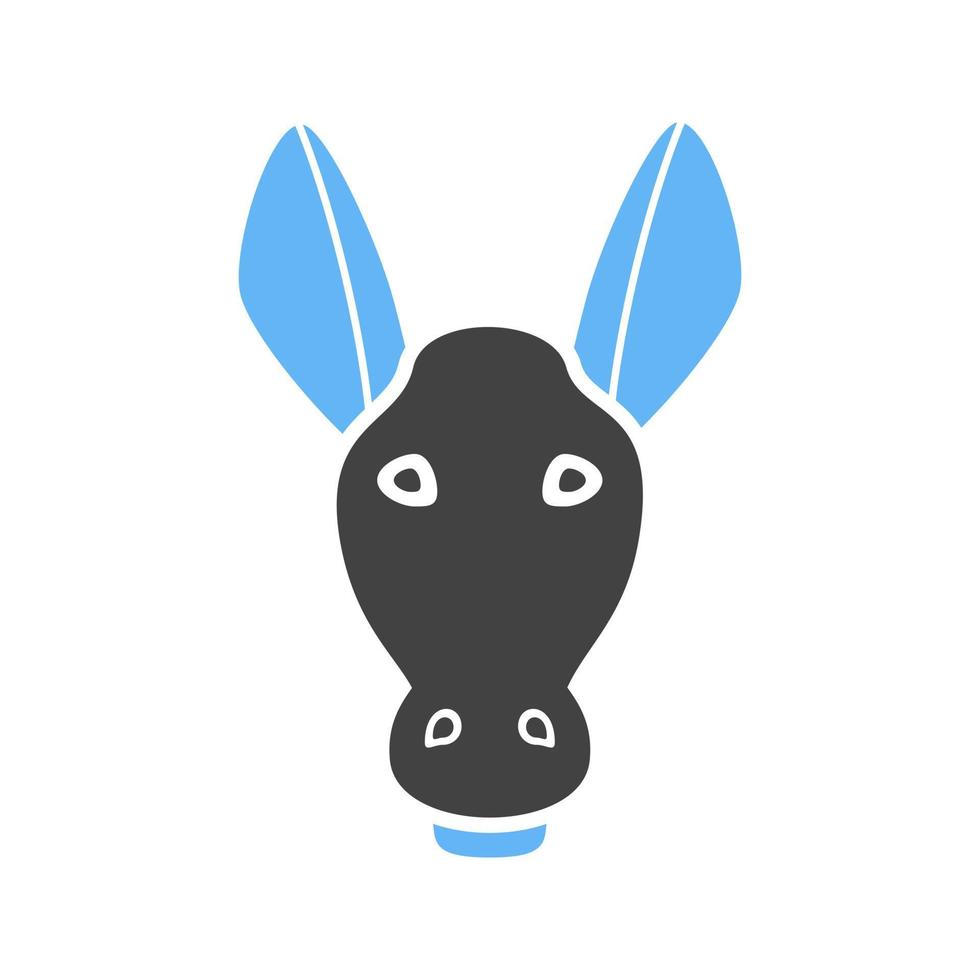 Donkey Face Glyph Blue and Black Icon vector