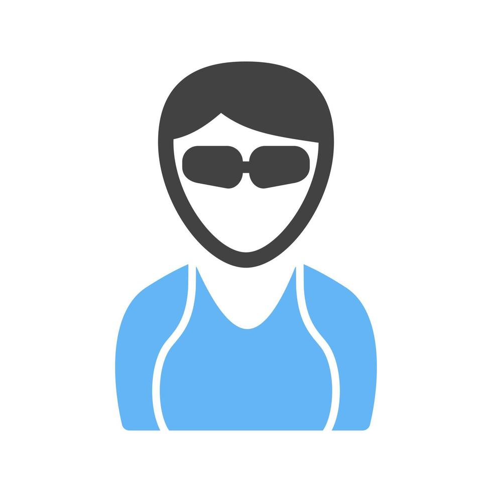 Cool Girl with Shades Glyph Blue and Black Icon vector