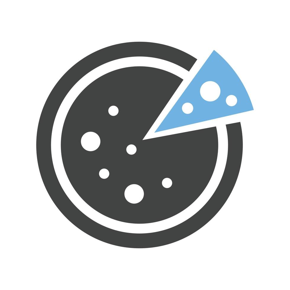 pizza glifo icono azul y negro vector