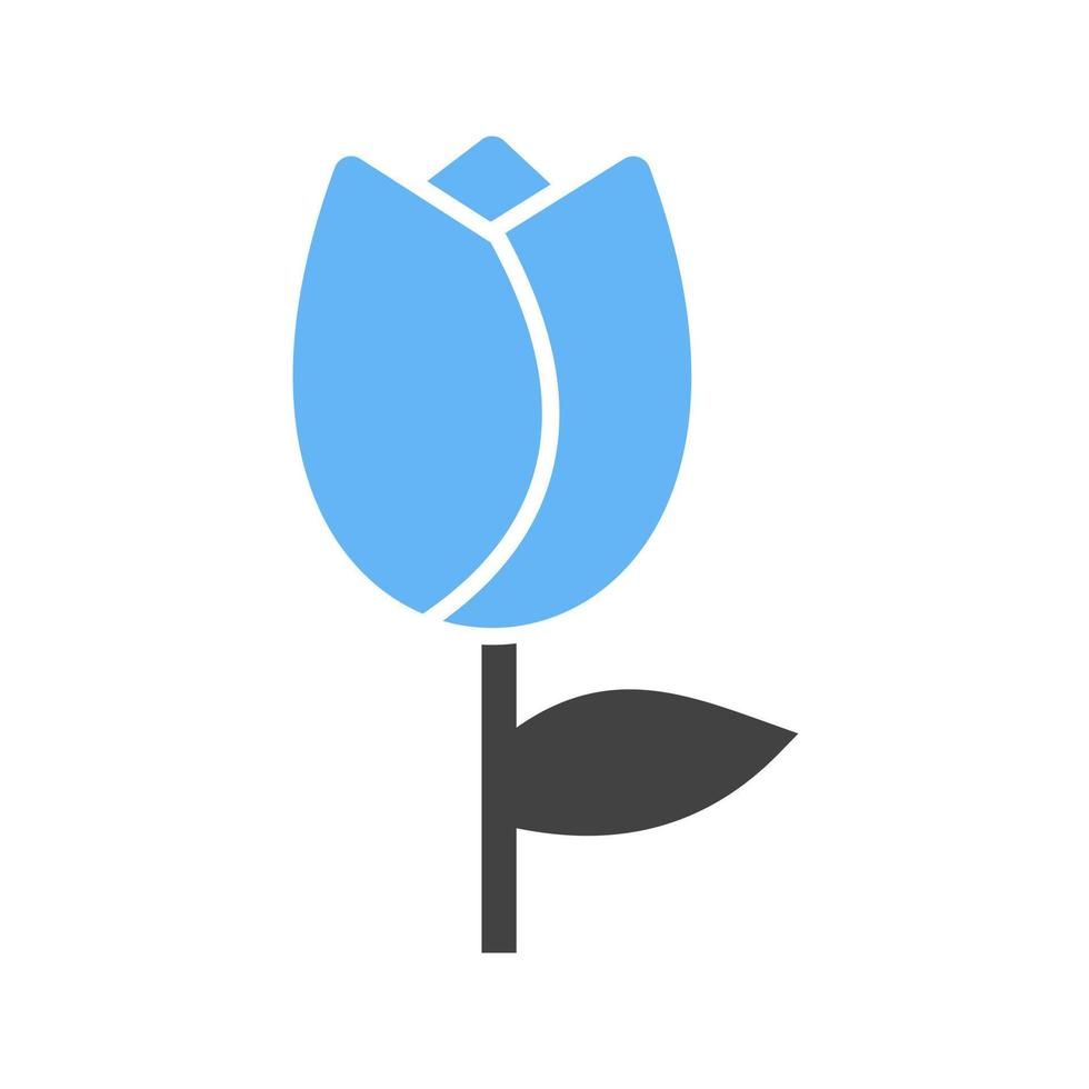 Tulip Glyph Blue and Black Icon vector