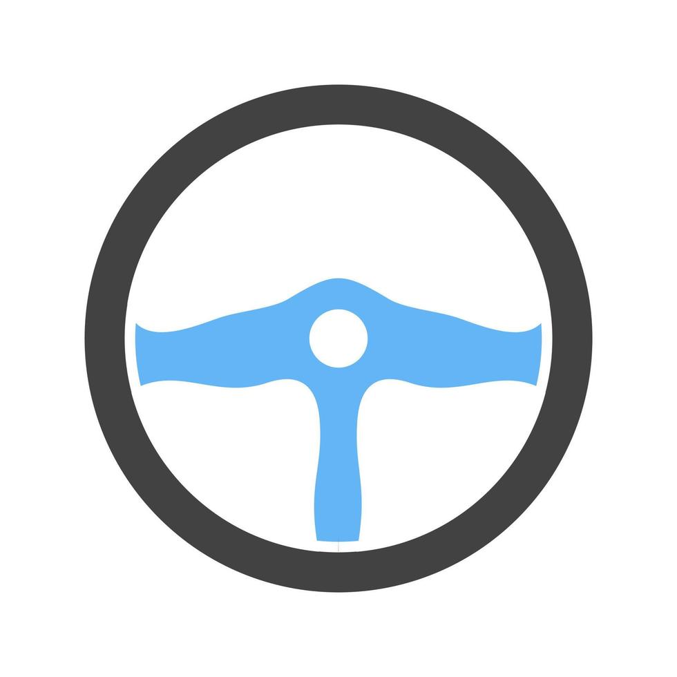 Car Steering Glyph Blue and Black Icon vector