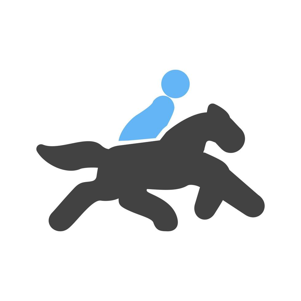 Horse Rider Glyph Blue and Black Icon vector