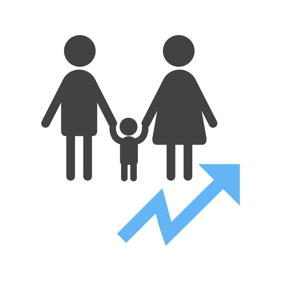 Population Growth Glyph Blue and Black Icon vector