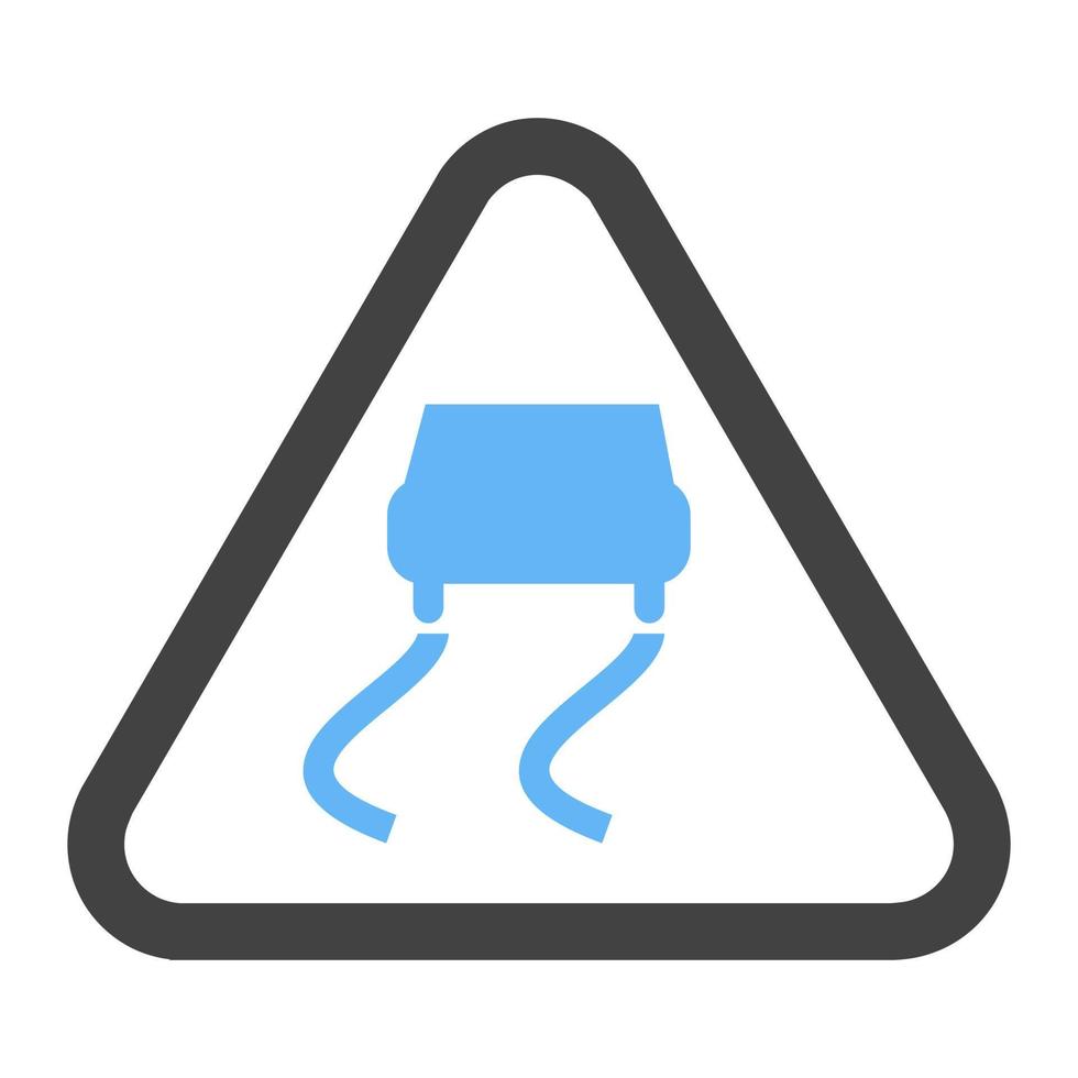 Slippery road Glyph Blue and Black Icon vector