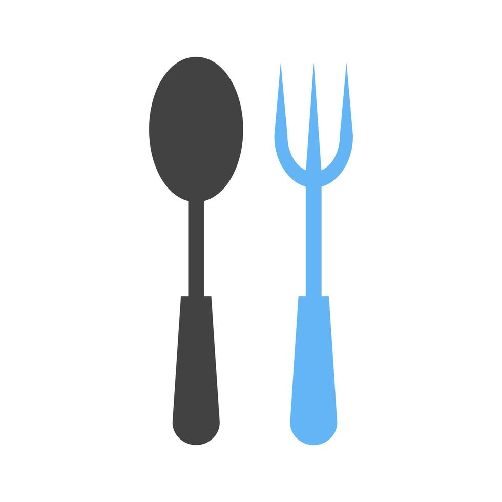 cuchara y tenedor glifo icono azul y negro vector