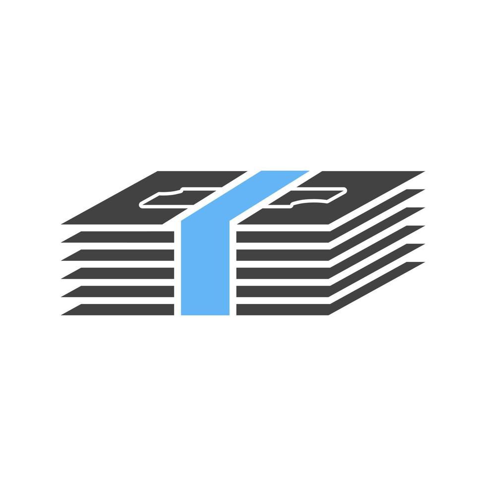 Pack of Bills Glyph Blue and Black Icon vector