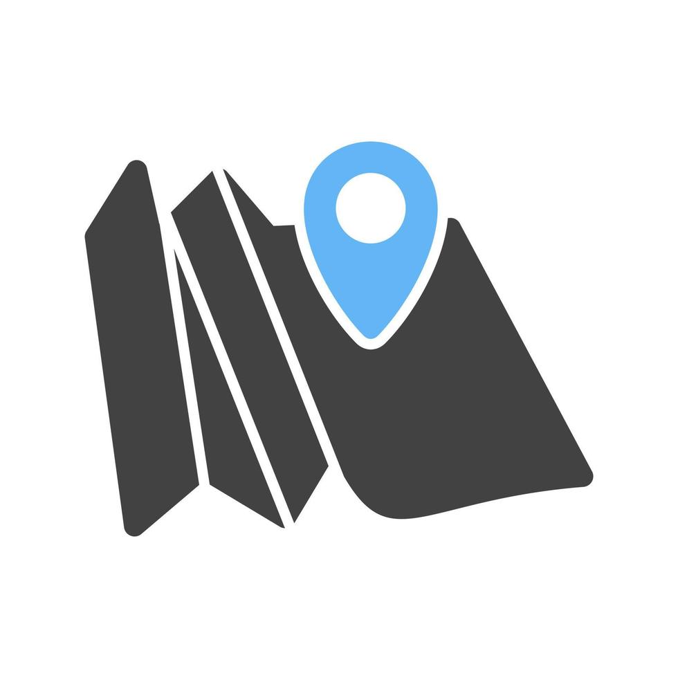 Folded Map Glyph Blue and Black Icon vector
