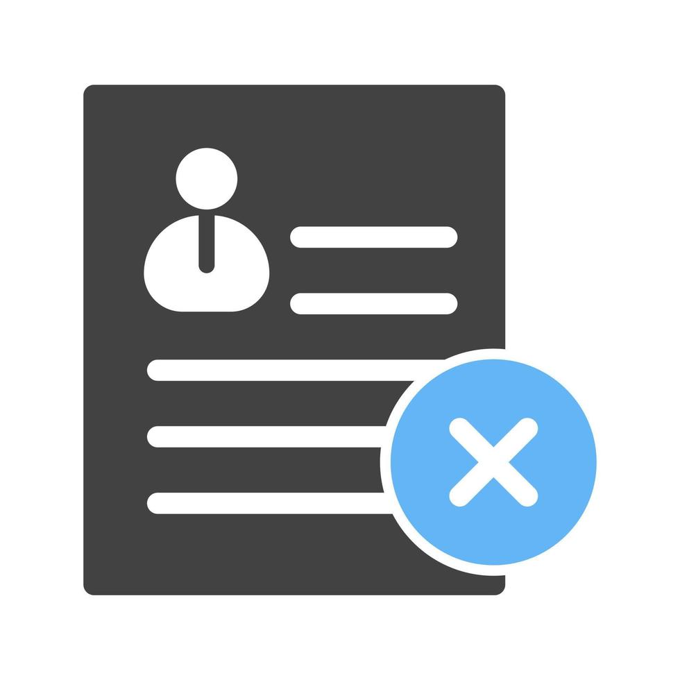 Invalid User Profile Glyph Blue and Black Icon vector