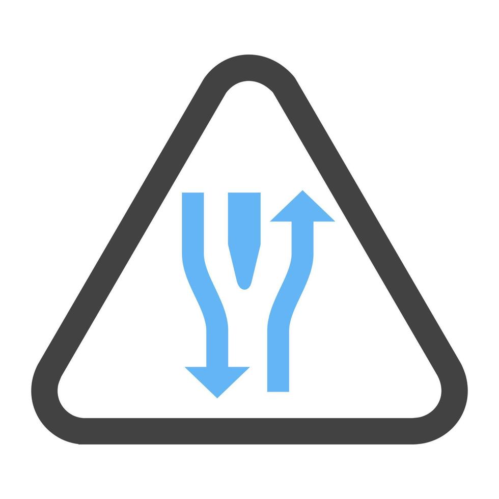 Double lane ahead Glyph Blue and Black Icon vector