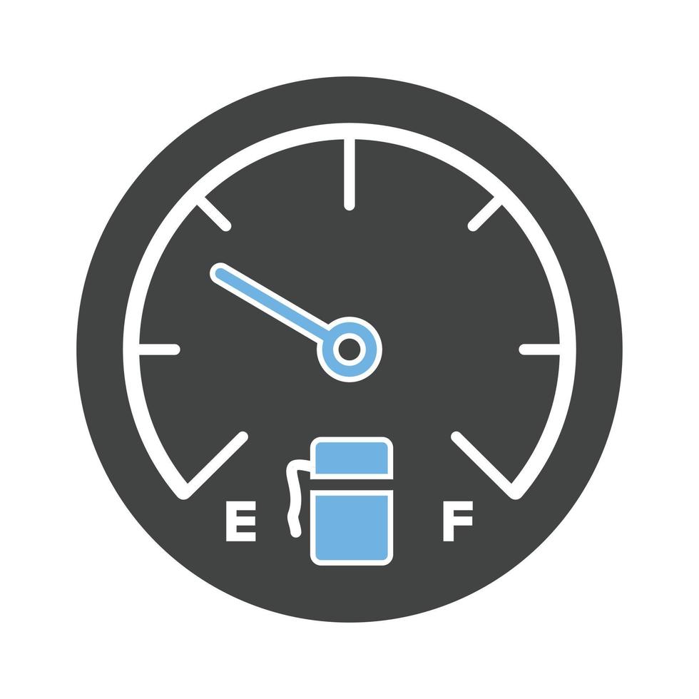 consumo de combustible glifo icono azul y negro vector