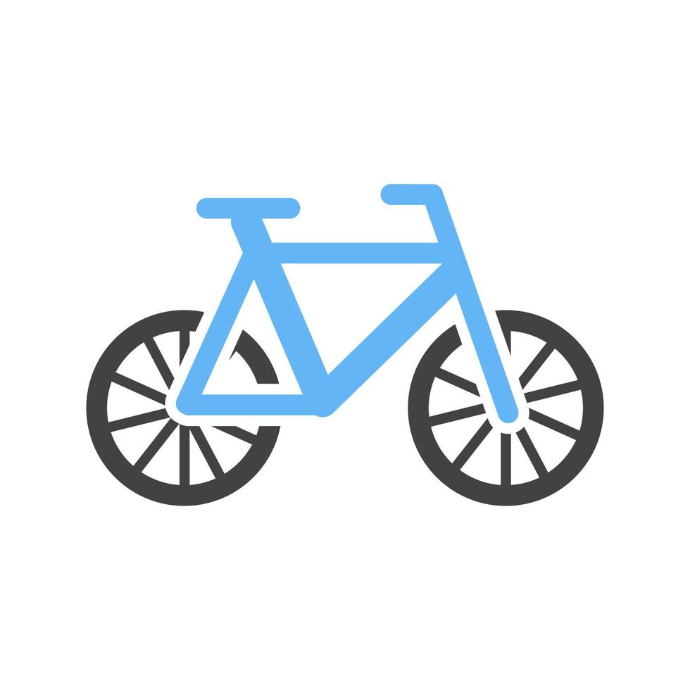bicicleta glifo icono azul y negro vector
