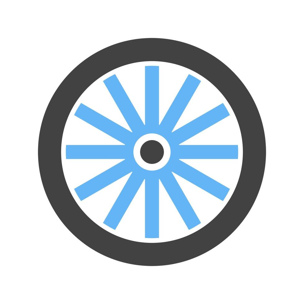 Wheel Glyph Blue and Black Icon vector