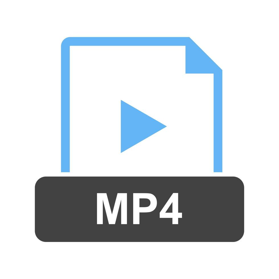 mp4 glifo icono azul y negro vector
